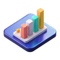 Poster - Isometric Business Growth Chart 3D Icon on a Transparent Background Depicting Financial Progress and Data Analysis for Investment Strategies
