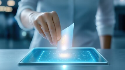 Poster - Hand placing a U.S. passport into a security bin during airport screening, modern travel and TSA concept