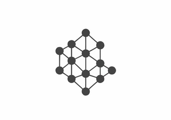 Poster - A geometric arrangement of dots connected by lines forming an abstract three dimensional structure