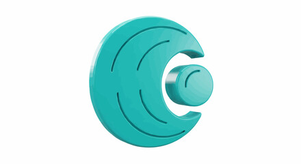 Fototapete - A teal colored abstract logo design featuring curved lines and a circular element on a white backdrop