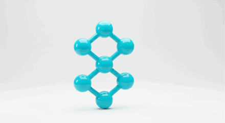 Poster - A close up of a molecule structure with blue spheres and connecting rods on white background