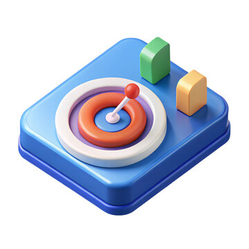 Isometric Turntable Icon in 3D Rendering with Vibrant Colors on a Transparent Background for DJing and Audio Production Concepts