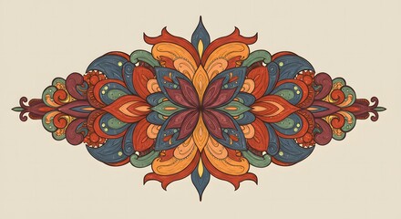 Aufkleber - Ornate Abstract Floral Mandala Pattern With Paisley Elements In Earthy Tones Isolated On Cream Background Decorative Element For Design Projects