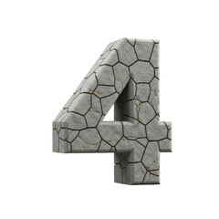 Poster - Stone Number Four 3d Render Isolated on Transparent Background