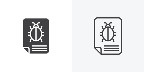 Poster - Bug report icon. collection of editable stroke line and solid flat styles.