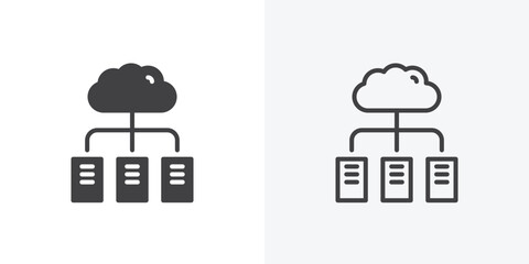 Poster - Data center icon. collection of editable stroke line and solid flat styles.
