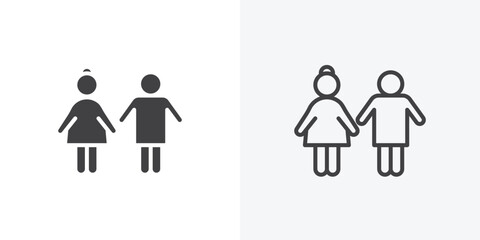 Fototapete - Girlfriend icon. collection of editable stroke line and solid flat styles.