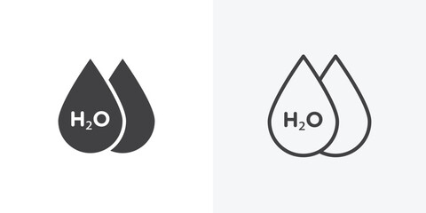 Fototapete - H2o icon. collection of editable stroke line and solid flat styles.