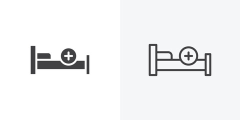 Fototapete - Hospital bed icon. collection of editable stroke line and solid flat styles.