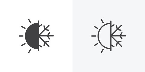 Poster - Hot and cold icon. collection of editable stroke line and solid flat styles.