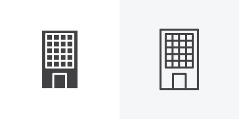 Fototapete - Office block icon. collection of editable stroke line and solid flat styles.