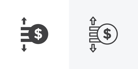 Fototapete - Operating profit loss icon. collection of editable stroke line and solid flat styles.