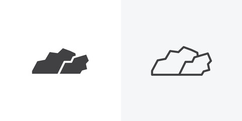 Fototapete - Stone icon. collection of editable stroke line and solid flat styles.