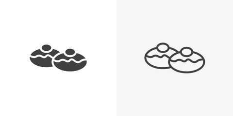 Fototapete - Sufganiyah icon. collection of editable stroke line and solid flat styles.