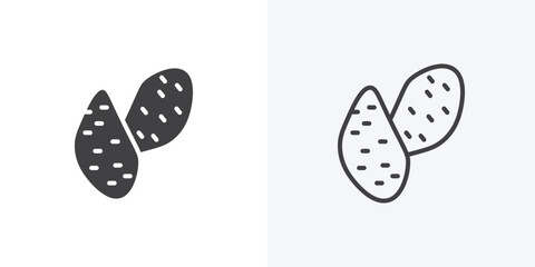 Fototapete - Sweet potato icon. collection of editable stroke line and solid flat styles.