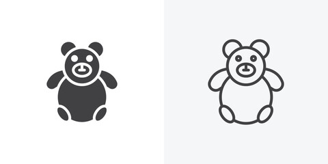 Fototapete - Teddy bear icon. collection of editable stroke line and solid flat styles.