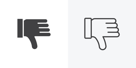 Fototapete - Thumb down icon. collection of editable stroke line and solid flat styles.