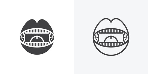 Poster - Tonsillitis icon. collection of editable stroke line and solid flat styles.