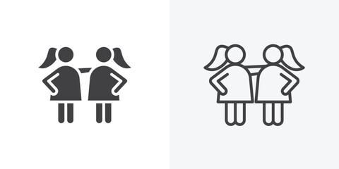 Fototapete - Twin icon. collection of editable stroke line and solid flat styles.