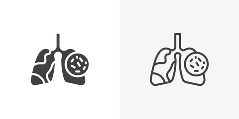 Fototapete - Tuberculosis TB icon. collection of editable stroke line and solid flat styles.