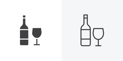Fototapete - Vodka icon. collection of editable stroke line and solid flat styles.