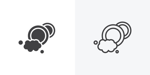 Poster - Washing dishes icon. collection of editable stroke line and solid flat styles.