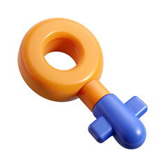 Poster - Stylized 3d rendering of the female gender symbol in orange and blue isolated on transparent background