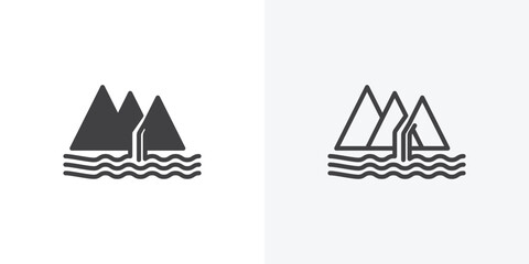 Fototapete - Waterfall icon. collection of editable stroke line and solid flat styles.