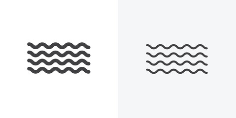 Fototapete - Wave icon. collection of editable stroke line and solid flat styles.