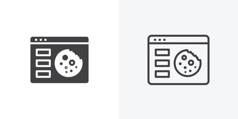 Fototapete - web Cookies icon. collection of editable stroke line and solid flat styles.