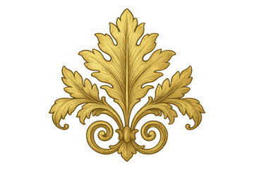 Poster - Golden acanthus leaf ornament with transparent background, evoking elegance and sophistication, perfect for luxury projects and vintage designs