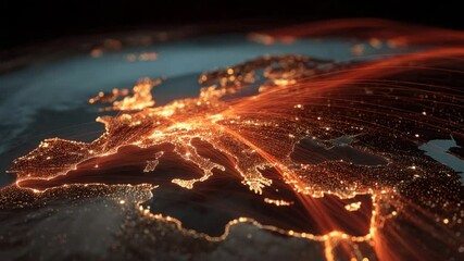 Poster - Global Network Connections: Europe's Illuminated Pathways