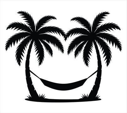 Tropical Palm Trees with Hammock for Vacation Graphics