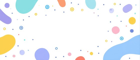Poster - Playful pastel background with abstract shapes and dots for kids design and creative projects Cheerful and vibrant backdrop for childrens content