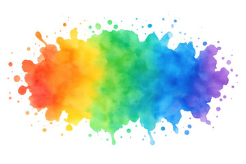 Leinwandbilder - Colorful watercolor splash forming a rainbow on transparent background, ideal for creative projects