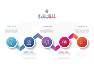 Fototapete - Vector business Presentation Connecting Steps Infographic Template
