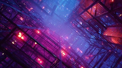 Poster - Cyberpunk Cityscape: Futuristic Architecture in Neon Hues