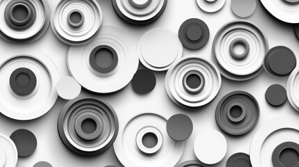 Wall Mural - abstract grayscale concentric circles pattern background. (1)