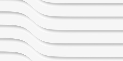 Poster - Row of white stepped curve geometry background wallpaper banner, flat lay top view from above
