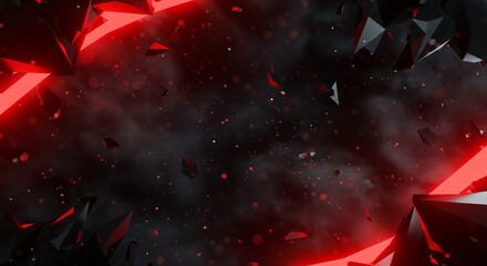 Fototapete - Abstract dark background with geometric shapes and red highlights creating a modern design look