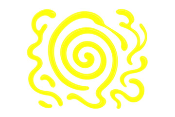 Poster - Bright yellow mustard creating dynamic spiral swirls and playful curves against transparent surface, highlighting graphic design potential