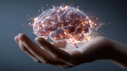 Poster - Mind Power: A Glowing Brain in a Hand