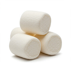 Wall Mural - Fluffy White Marshmallows Isolated on White Background for Food Photography. 
