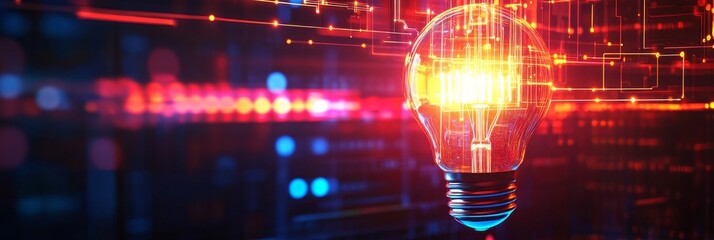 Aufkleber - Innovation Glowing Bulb - A glowing light bulb symbolizes innovation, technology, ideas, progress, and future. It represents transformation and creative solutions