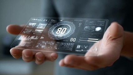 Poster - Futuristic Technology: Holographic Interface Displaying Data