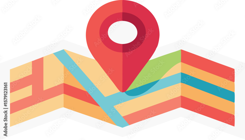 A collection of stylized GPS and map illustrations, featuring ...