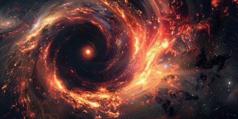 Wall Mural - fiery swirl tornado is space