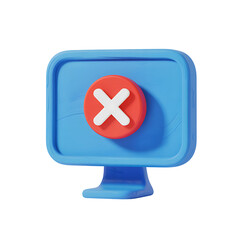 Poster - A vibrant blue monitor displays a bold red X, creating a conceptual design ideal for error messages or technical issues