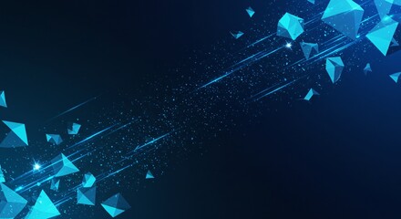 Fototapete - Abstract blue background with geometric shapes and lines creating a dynamic and modern design
