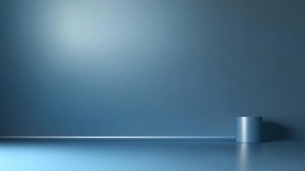 Poster - Blue Gradient Studio Background with Cylinder - Minimalist studio shot, blue gradient background, single cylinder, clean lines, simple elegance.